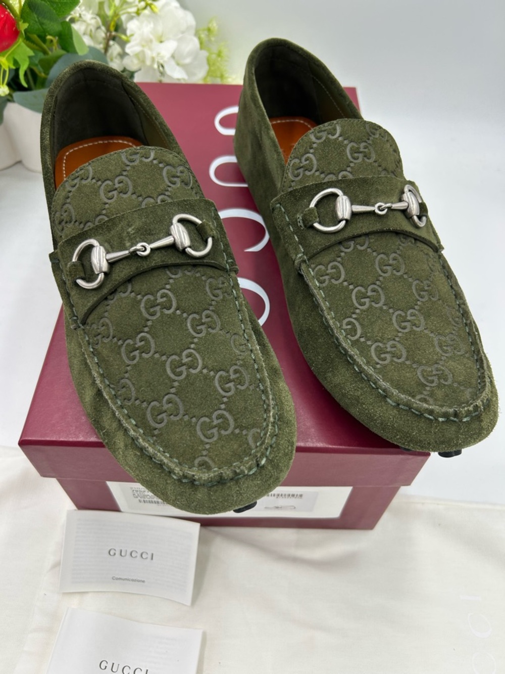 Men's Gucci JORDY GUCCISSIMA suede loafers size 10 fits 10.5 US made in Italy - Picture 2 of 10